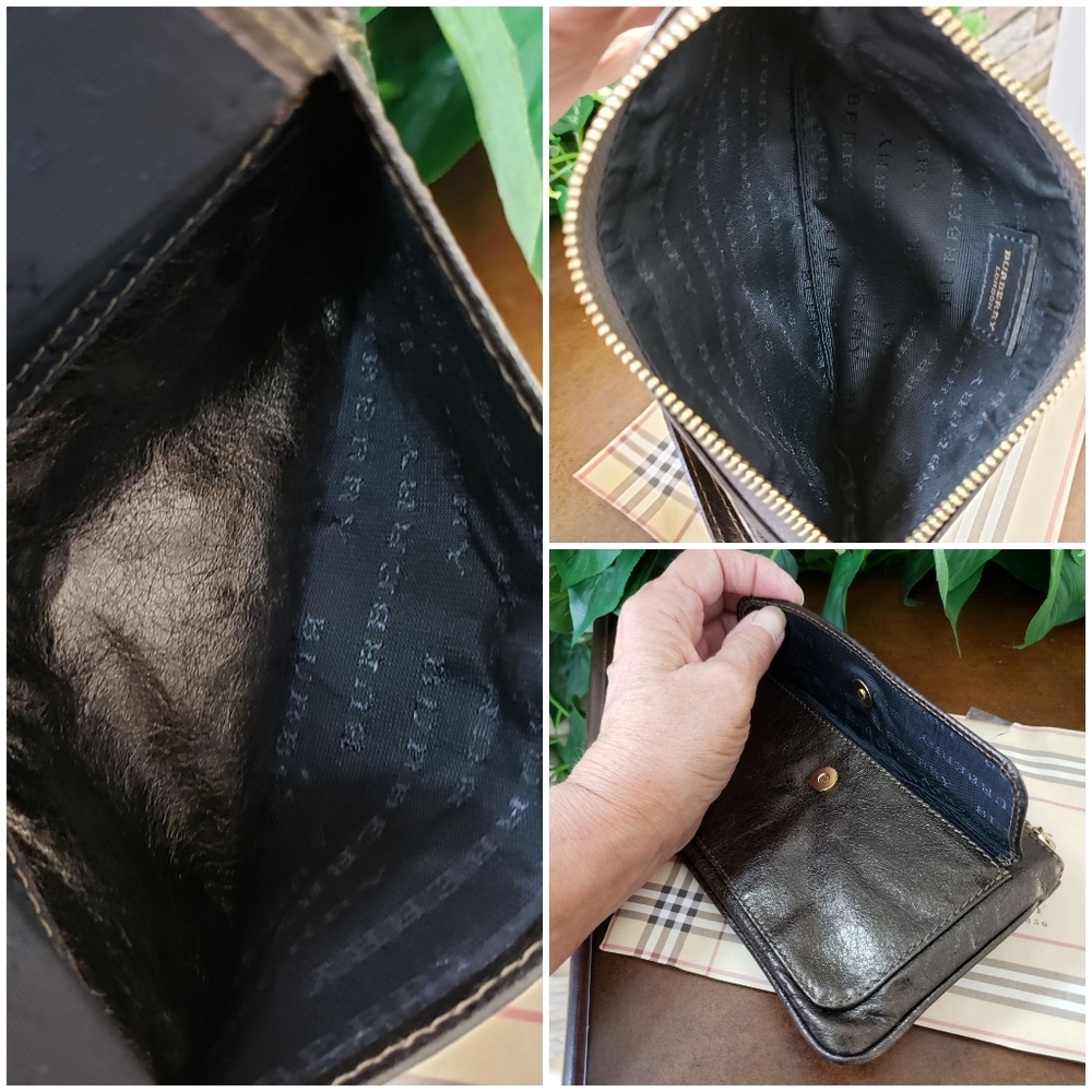 BURBERRY* Distressed leather wristlet pouch - Picture 7 of 8